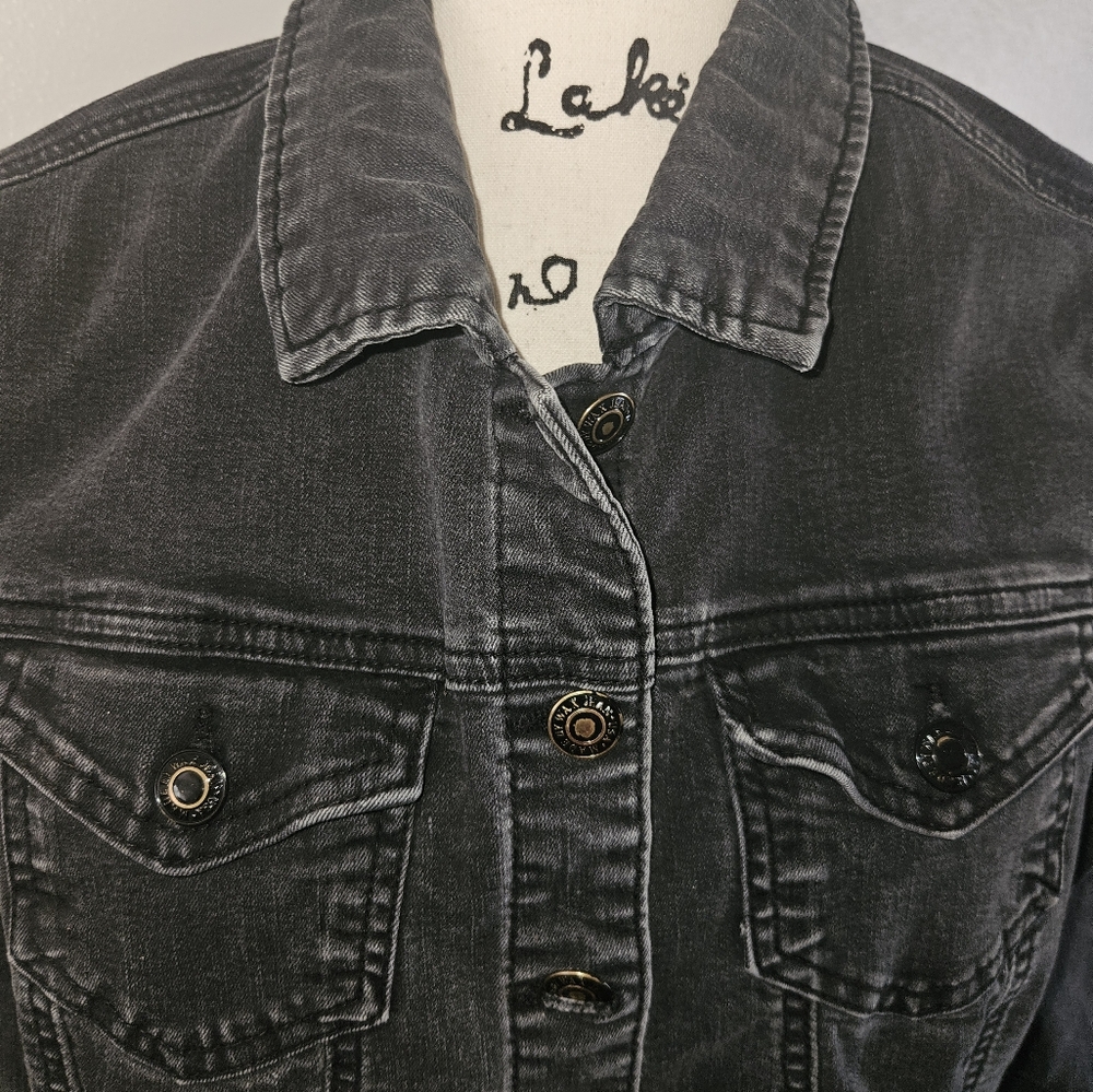 Wax Jean Basic Denim Black Jean Jacket Size 1xl - Picture 3 of 12